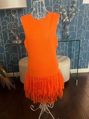 Orange Fringe Mini Dress